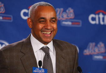LONG ISLAND CITY, NY - DECEMBER 17:  New York Mets General Manager Omar Minaya speaks to the media during a press conference to introduce Francisco Rodriquez on December 17, 2008 at the Citigroup Building in New York City.  (Photo by Mike Stobe/Getty Images)
