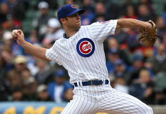 CHICAGO - APRIL 15: Starting pitcher Rich Harden #40 of the Chicago Cubs delivers the ball against the Colorado Rockies on April 15, 2009 at Wrigley Field in Chicago, Illinois. The Rockies defeated the Cubs 5-2. (Photo by Jonathan Daniel/Getty Images)