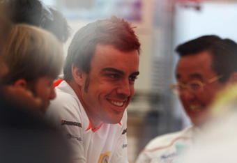 ISTANBUL, TURKEY - JUNE 07:  Fernando Alonso of Spain and Renault attends the meeting of Formula One Team Principals and drivers held in the Toyota motorhome ahead of the Turkish Formula One Grand Prix at Istanbul Park on June 7, 2009, in Istanbul, Turkey.  (Photo by Clive Mason/Getty Images)