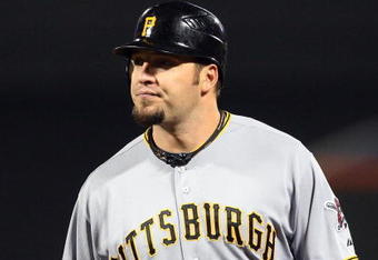 NEW YORK - MAY 08:  Eric Hinske #16 of the Pittsburgh Pirates runs against the New York Mets on May 8, 2009 at Citi Field in the Flushing neighborhood of the Queens borough of New York City. The Mets defeated the Pirates 7-3.  (Photo by Jim McIsaac/Getty Images)