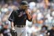 NEW YORK - JUNE 14: Johan Santana #57 of the New York Mets wipes sweat from his face against the New York Yankees on June 14, 2009 at Yankee Stadium in the Bronx borough of New York City. (Photo by Nick Laham/Getty Images)