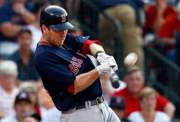 ATLANTA - JUNE 26:  Jason Bay #44 of the Boston Red Sox pops up during action against the Atlanta Braves at Turner Field on June 26, 2009 in Atlanta, Georgia.  (Photo by Kevin C. Cox/Getty Images)