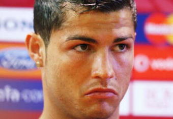 ROME - MAY 26:  Cristiano Ronaldo of Manchester United attends the Manchester United press conference prior to UEFA Champions League Final versus Barcelona at the Stadio Olimpico on May 26, 2009 in Rome, Italy.  (Photo by Paul Gilham/Getty Images)
