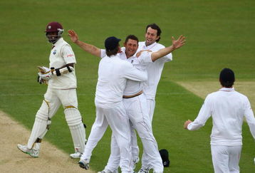 CHESTER-LE-STREET, ENGLAND - MAY 18:  Tim Bresnan of England celebrates taking the final wicket to win the match during day five of the 2nd npower test match between England and West Indies at The Riverside on May 18, 2009 in Chester-le-Street, England.  (Photo by Julian Finney/Getty Images)