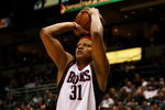 MILWAUKEE - FEBRUARY 09: Charlie Villanueva #31 of the Milwaukee Bucks puts up a shot against the Houston Rockets on February 9, 2009 at the Bradley Center in Milwaukee, Wisconsin. The Bucks defeated the Rockets 124-112. NOTE TO USER: User expressly acknowledges and agreees that, by downloading and/or using this Photograph, User is consenting to the terms and conditions of the Getty Images License Agreement. (Photo by Jonathan Daniel/Getty Images)