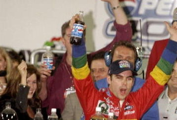 18 Oct 1998:  Jeff Gordon celebrates following the Nascar Winston Cup Series - Pepsi 400 at the Daytona International Speedway in Daytona Beach, Florida. Mandatory Credit: David Taylor  /Allsport