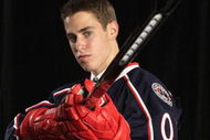 MONTREAL, QC - JUNE 26: John Moore of the Columbus Blue Jackets poses for a photo after he was selected #21 overall during the first round of the 2009 NHL Entry Draft at the Bell Centre on June 26, 2009 in Montreal, Quebec, Canada. (Photo by Jamie Squire/Getty Images)