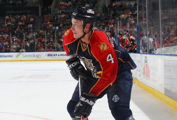 SUNRISE, FL - FEBRUARY 15: Jay Bouwmeester #9 of the Florida Panthers skates against the Washington Capitals on February 15, 2009 at the BankAtlantic Center in Sunrise, Florida. (Photo by Bruce Bennett/Getty Images)