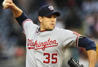 NEW YORK - JUNE 18:  Craig Stammen #35  of The Washington Nationals pitches against The New York Yankees on June 18th, 2009 at Yankee Stadium in the Bronx Borough of New York.  (Photo by Al Bello/Getty Images)