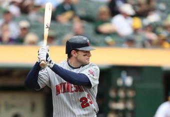 OAKLAND, CA - JUNE 11:  Brendan Harris #23 of the Minnesota Twins bats  against the Oakland Athletics during a Major League Baseball game on June 11, 2009 at the Oakland Coliseum in Oakland, California.  (Photo by Jed Jacobsohn/Getty Images)