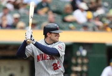 OAKLAND, CA - JUNE 11:  Brendan Harris #23 of the Minnesota Twins bats  against the Oakland Athletics during a Major League Baseball game on June 11, 2009 at the Oakland Coliseum in Oakland, California.  (Photo by Jed Jacobsohn/Getty Images)