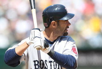 OAKLAND, CA - APRIL 15:  Mike Lowell #25 of the Boston Red Sox bats against the Oakland Athletics during a Major League Baseball game on April 15, 2009 at the Oakland Coliseum in Oakland, California.  (Photo by Jed Jacobsohn/Getty Images)