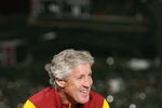 PASADENA, CA - JANUARY 1:  Head coach Pete Carroll of the USC Trojans smiles on the ESPN College Game Day set after the game against the Penn State Nittany Lions on January 1, 2009 at the Rose Bowl in Pasadena, California.  USC won 38-24.  (Photo by Jeff Golden/Getty Images)