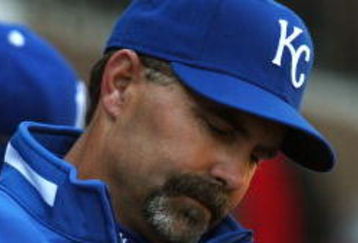 CHICAGO - APRIL 7: Manager Trey Hillman #22 of the Kansas City Royals makes notes during the Opening Day game against the Chicago White Sox on April 7, 2009 at U.S. Cellular Field in Chicago, Illinois. The White Sox defeated the Royals 4-2. (Photo by Jonathan Daniel/Getty Images)
