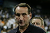 MACAU, CHINA - JULY 31: Head Coach Mike Krzyzewski of the USA Basketball Men's Senior National Team walks during the USA Basketball International Challenge exhibition game against the Turkey National Team at the Coati Strip Cotai Arena July 31, 2008 in Macau, China. (Photo by MN Chan/Getty Images)