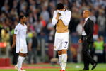 ROME, ITALY - MAY 27:  Cristiano Ronaldo (R) of Manchester United reacts after the UEFA Champions League Final match between Barcelona and Manchester United at the Stadio Olimpico on May 27, 2009 in Rome, Italy.  (Photo by Claudio Villa/Getty Images)