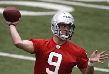 ALLEN PARK, MI - MAY 01:  Matt Stafford #9 of the Detroit Lions throws during rookie orientation camp at the Detroit Lions Headquarters and Training Facility on May 1, 2009 in Allen Park, Michigan.  (Photo by Gregory Shamus/Getty Images)