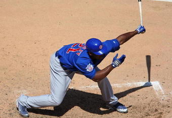 CHICAGO - JUNE 28:  Milton Bradley #21 of the Chicago Cubs strikes out against the Chicago White Sox on June 28, 2009 at U.S. Cellular Field in Chicago, Illinois. The White Sox defeated the Cubs 6-0. (Photo by Jonathan Daniel/Getty Images)