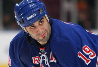 NEW YORK - FEBRUARY 11:  Scott Gomez #19 of the New York Rangers looks on during the game against the Washington Capitals on February 11, 2009 at Madison Square Garden in New York, New York. (Photo by Nick Laham/Getty Images)