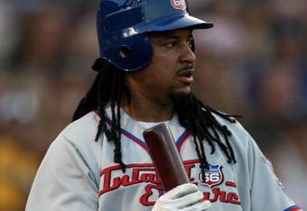 LAKE ELSINORE, CA - JUNE 27:  Manny Ramirez #99 of the Inland Empire 66ers waits on deck against the Lake Elsinore Storm on June 27, 2009 at the Lake Elsinore Diamond in Lake Elsinore, California. Ramirez is preparing for hsi return to the Los Angeles Dodgers after a 50 game suspension.  (Photo by Stephen Dunn/Getty Images)