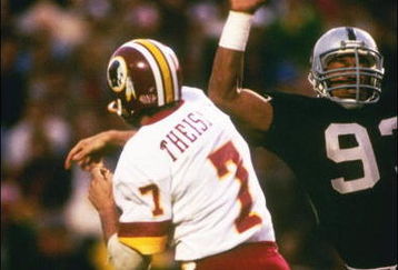 22 Jan 1984:  Quarterback Joe Theismann of the Washington Redskins passes the ball during Super Bowl XVIII against the Los Angeles Raiders at Tampa Stadium in Tampa, Florida.  The Raiders won the game, 38-9. Mandatory Credit: Allsport  /Allsport