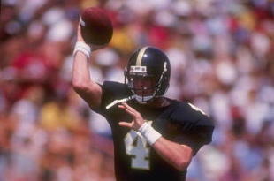 2 Sep 1989:  Quarterback Brett Favre of the Southern Mississippi Golden Eagles delivers a pass during the Golden Eagles 30-26 victory over the Florida State Seminoles at Roberts Stadium in Hattiesburg, Mississippi.  Mandatory Credit: Allen Steele  /Allspo