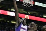 PHOENIX - FEBRUARY 8:  Amare' Stoudemire #1 of the Phoenix Suns lays the ball in against Chris Wilcox #54 of the Seattle SuperSonics on February 8, 2008 at US Airways Center in Phoenix, Arizona. NOTE TO USER: User expressly acknowledges and agrees that, by downloading and or using this Photograph, user is consenting to the terms and conditions of the Getty Images License Agreement.(Photo by Domenic Centofanti/Getty Images)