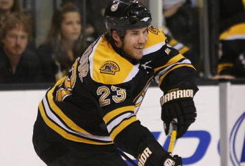 BOSTON - MAY 01:  Steve Monatador #23 of the Boston Bruins passes the puck against the Carolina Hurricanes during Game One of the Eastern Conference Semifinal Round of the 2009 Stanley Cup Playoffs on May 1, 2009 at the TD Banknorth Garden in Boston, Massachusetts. The Bruins defeated the Hurricanes 4-1.  (Photo by Elsa/Getty Images)
