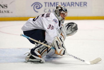 ANAHEIM, CA - MARCH 27:  Goaltender Dwayne Roloson #35 of the Edmonton Oilers gets in position to defend his net during the NHL game against the Anaheim Ducks at Honda Center on March 27, 2009 in Anaheim, California. The Oilers defeated the Ducks 5-3.  (Photo by Victor Decolongon/Getty Images)