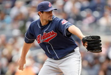 NEW YORK - APRIL 19:  Carl Pavano #44 of the Cleveland Indians pitches against the New York Yankees at Yankee Stadium on April 19, 2009 in the Bronx borough of New York City.  (Photo by Ezra Shaw/Getty Images)