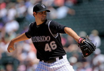 DENVER - MAY 14:  Starting pitcher Jason Hammel #46 of the Colorado Rockies delivers against  the Houston Astros during MLB action at Coors Field on May 14, 2009 in Denver, Colorado. Hammel collected the loss as the Astros defeated the Rockies 5-3.  (Photo by Doug Pensinger/Getty Images)