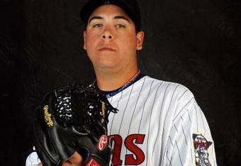 FORT MYERS, FL - FEBRUARY 23: Anthony Swarzak #51 of the Minnesota Twins poses during photo day at the Twins spring training complex on February 23, 2008 in Fort Myers, Florida. (Photo by Rob Tringali/Getty Images)