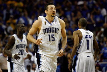 ORLANDO, FL - JUNE 09:  Hedo Turkoglu #15 of the Orlando Magic runs back in the fourth quarter of Game Three of the 2009 NBA Finals against the Los Angeles Lakers on June 9, 2009 at Amway Arena in Orlando, Florida.  NOTE TO USER:  User expressly acknowledges and agrees that, by downloading and or using this photograph, User is consenting to the terms and conditions of the Getty Images License Agreement.  (Photo by Chris Graythen/Getty Images)