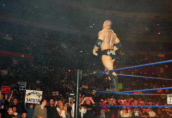SYDNEY, AUSTRALIA - JUNE 15:  Batista poses in the ring during WWE Smackdown at Acer Arena on June 15, 2008 in Sydney, Australia.  (Photo by Gaye Gerard/Getty Images)