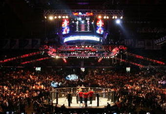 CHICAGO- OCTOBER 25:  People attend the UFC 90 at UFC's Ultimate Fight Night at Allstate Arena on October 25, 2008 in Chicago, Illinois. (Photo by Tasos Katopodis/Getty Images)