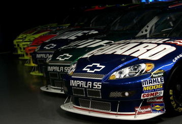 HARRISBURG, NC - JANUARY 21:  Hendrick Motorsports' Chevrolet Impalas are displayed during the NASCAR Sprint Media Tour hosted by Lowe's Motor Speedway on January 21, 2009 at Hendrick Motorsports in Harrisburg, North Carolina.  (Photo by Jason Smith/Getty Images )