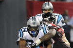 ATLANTA - NOVEMBER 23: Running back DeAngelo Williams #34 of the Carolina Panthers rushes upfield against the Atlanta Falcons at the Georgia Dome on November 23, 2008 in Atlanta, Georgia.  (Photo by Al Messerschmidt/Getty Images) 