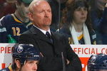 BUFFALO, NY - JANUARY:  (L-R) Chris Butler #34, Andrew Peters #76, Head Coach Lindy Ruff, Daniel Paille #20 and Ales Kotalik #12 of the Buffalo Sabres look on from the bench area during their NHL game against the Ottawa Senators  on January 6, 2009 at HSBC Arena in Buffalo, New York. The Sabres defeated the Senators 4-2. (Photo by Rick Stewart/Getty Images)