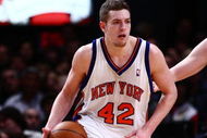 NEW YORK - JANUARY 23:  David Lee #42 of the New York Knicks dribbles the ball upcourt during the game against the Memphis Grizzlies at Madison Square Garden January 23, 2009 in New York City. NOTE TO USER: User expressly acknowledges and agrees that, by downloading and/or using this Photograph, User is consenting to the terms and conditions of the Getty Images License Agreement. The Knicks defeated the Grizzlies 108-88. (Photo by Chris McGrath/Getty Images)