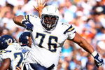 SAN DIEGO - SEPTEMBER 9:  Defensive Tackle Jamal Williams #76 of the San Diego Chargers celebrates the Chicago Bears' turnover on downs during the 4th quarter at Qualcomm Stadium September 9, 2007 in San Diego, California.  (Photo by Donald Miralle/Getty Images)