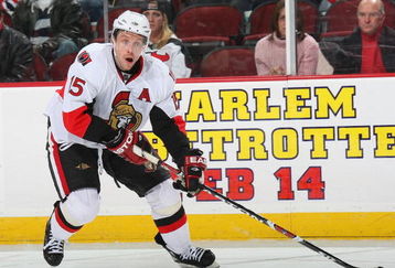 NEWARK, NJ - DECEMBER 19: Dany Heatley #15 of the Ottawa Senators skates against the New Jersey Devils on December 19, 2008 at the Prudential Center in Newark, New Jersey. (Photo by Bruce Bennett/Getty Images)
