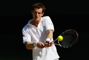 WIMBLEDON, ENGLAND - JULY 01:  Andy Murray of Great Britain plays a backhand during the men's singles quarter final match against Juan Carlos Ferrero of Spain on Day Nine of the Wimbledon Lawn Tennis Championships at the All England Lawn Tennis and Croquet Club on July 1, 2009 in London, England.  (Photo by Paul Gilham/Getty Images)
