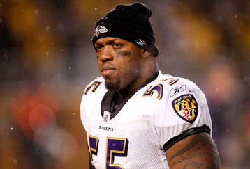PITTSBURGH - JANUARY 18:  Terrell Suggs #55 of the Baltimore Ravens looks on after being defeated 23-14 by the Pittsburgh Steelers during the AFC championship game on January 18, 2009 at Heinz Field in Pittsburgh, Pennsylvania.  (Photo by Gregory Shamus/Getty Images)