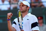 WIMBLEDON, ENGLAND - JULY 01:  Andy Roddick of USA celebrates victory during the men's singles quarter final match against Lleyton Hewitt of Australia on Day Nine of the Wimbledon Lawn Tennis Championships at the All England Lawn Tennis and Croquet Club on July 1, 2009 in London, England.  (Photo by Hamish Blair/Getty Images)