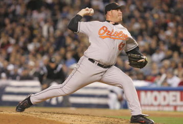 BRONX, NY - APRIL 8:  Sidney Ponson #43 of the Baltimore Orioles pitches against the New York Yankees during the game at Yankee Stadium on April 8, 2005 in Bronx, New York.  The Orioles defeated the Yankees 12-5.  (Photo by Jim McIsaac/Getty Images)    