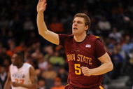 OKLAHOMA CITY - MARCH 11:  Guard Lucca Staiger #5 of the Iowa State Cyclones reacts after making a three-point shot against the Oklahoma State Cowboys during the Phillips 66 Big 12 Men's Basketball Championship at the Ford Center March 11, 2009 in Oklahoma City, Oklahoma.  (Photo by Ronald Martinez/Getty Images)