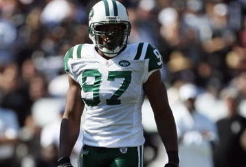 OAKLAND, CA - OCTOBER 19:  Calvin Pace #97 of the New York Jets looks on during the game against the Oakland Raiders on October 19, 2008 at the Oakland-Alameda County Coliseum in Oakland, California. (Photo by Jed Jacobsohn/Getty Images)
