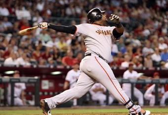 PHOENIX - JUNE 11:  Pablo Sandoval #48 of the San Francisco Giants at bat during the major league baseball game against the Arizona Diamondbacks at Chase Field on June 11, 2009 in Phoenix, Arizona. The Diamondbacks defeated the Giants 2-1.  (Photo by Christian Petersen/Getty Images)