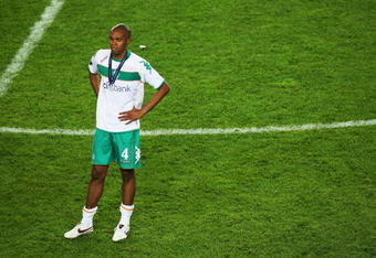 ISTANBUL, TURKEY - MAY 20:   Naldo of Werder Bremen shows his dejection following his team's defeat after extra time at the end of the UEFA Cup Final between Shakhtar Donetsk and Werder Bremen at the Sukru Saracoglu Stadium on May 20, 2009 in Istanbul, Turkey.  (Photo by Ryan Pierse/Getty Images)
