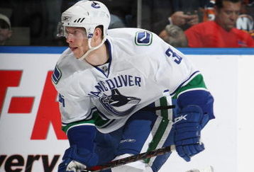 UNIONDALE, NY - NOVEMBER 17:  Jannik Hansen #36 of the Vancouver Canucks skates against the New York Islanders on November 17, 2008 at the Nassau Coliseum in Uniondale, New York.  (Photo by Bruce Bennett/Getty Images)